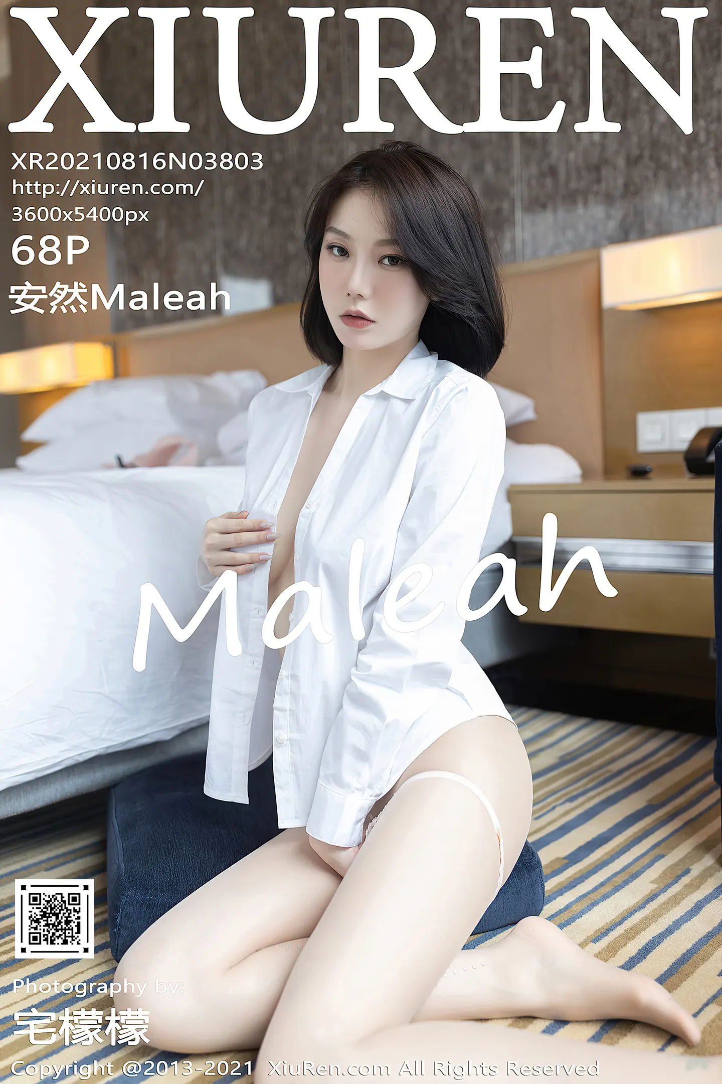 [XiuRen秀人网]No.3803_模特安然Maleah白衬衣配黑短裙职业装半脱露粉色内衣诱惑写真68P-秀人网 - XiuRen.Space